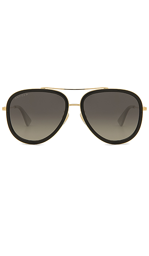 Gucci Web Block Pilot Sunglasses in Black.
