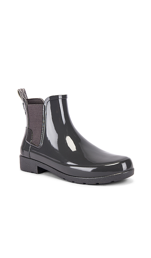 Hunter Refined Chelsea Gloss Bootie in Grey