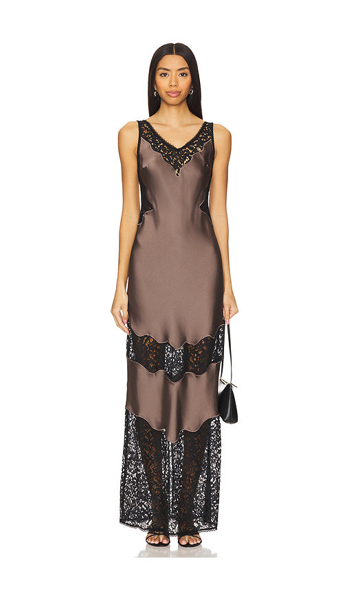SIMKHAI Lacey Slip Dress in Brown. Size 00. Also in 8.