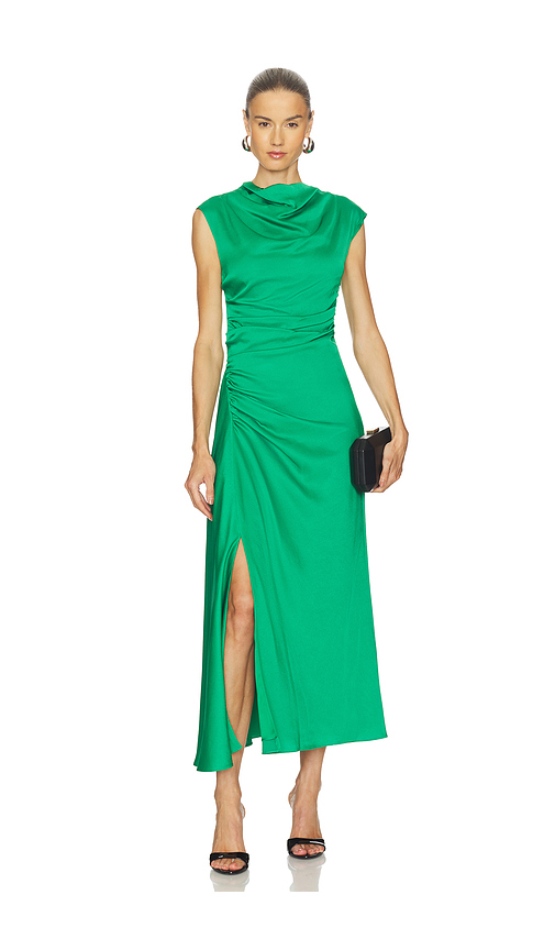 SIMKHAI Burke Draped Mini Dress in Green. Size 0. Also in 2, 4, 8.