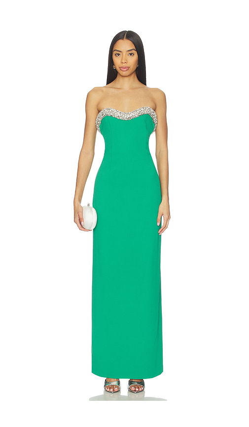 SIMKHAI Riona Bustier Gown in Green. Size 4. Also in 0, 2, 6, 8, 10.