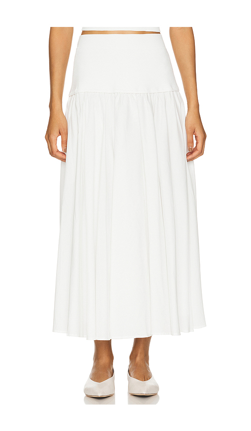 SIMKHAI Stella Maxi Skirt in White. Size M. Also in L, S.