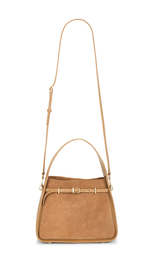 SIMKHAI Small Cleo Bucket Bag in Tan.