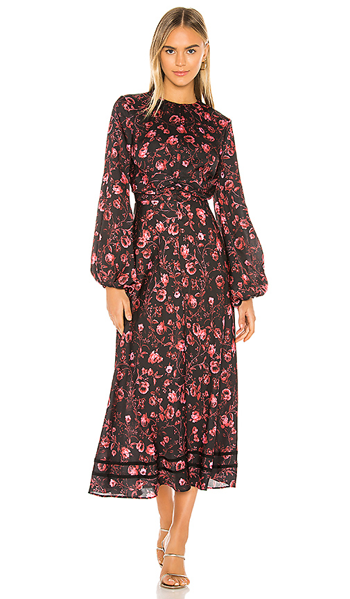 kyra midi dress in fuchsia & orange