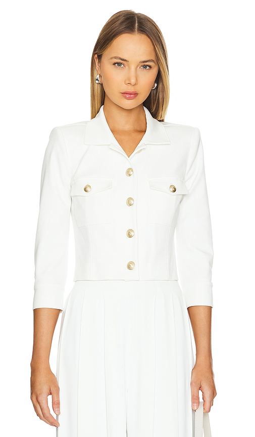L’AGENCE Kumi Cropped Fitted Jacket in White. Size 6. Also in 0, 2.