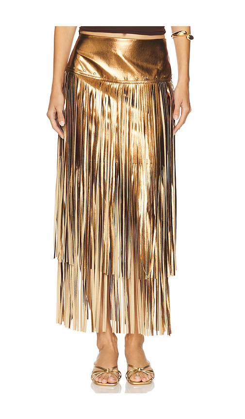 L’AGENCE Karolina Stud Skirt in Metallic Gold. Size 0. Also in 2, 8.