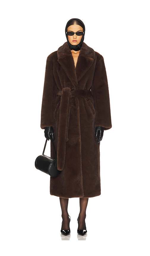 LAMARQUE Darelle Darelle Faux Fur Maxi Coat in Brown. Size S. Also in XS, M, XL.