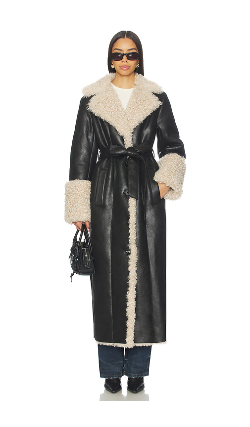LAMARQUE Polly Faux Fur Trench Coat in Black. Size M. Also in XS, S, L.