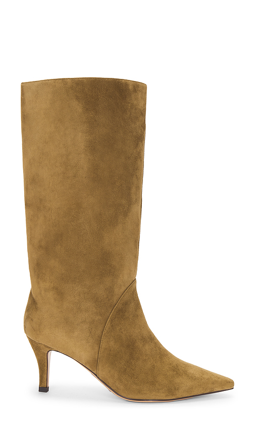 Lola Cruz Mid Calf Boot in Olive. Size 39. Also in 38, 41.