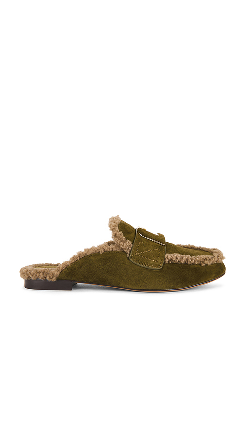 Lola Cruz Shearling Loafer in Green. Size 38. Also in 41.