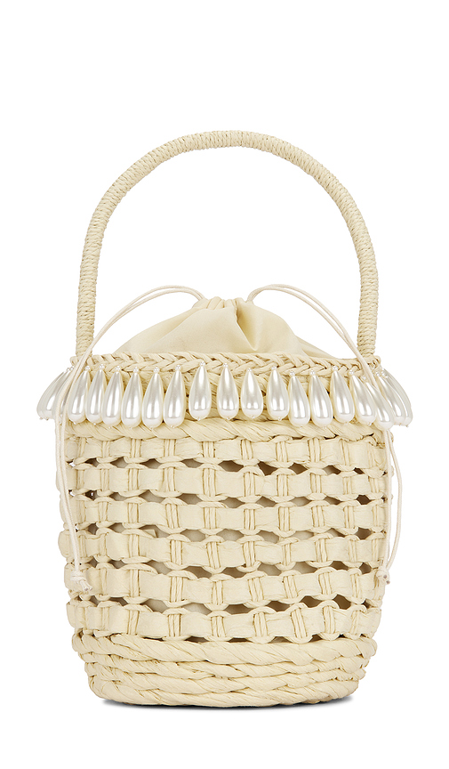 Lele Sadoughi Pearl Basket Tote Bag in Cream.