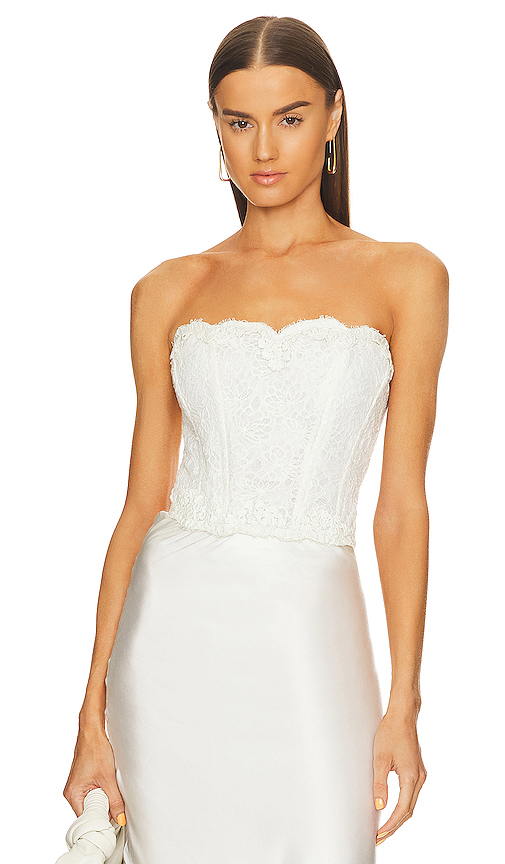 LoveShackFancy Arno Bustier in Ivory. Size 12. Also in 0.
