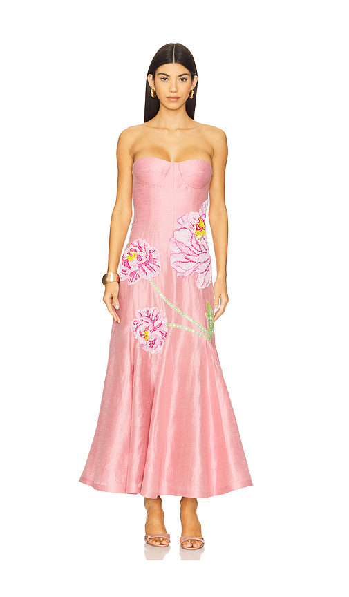 LA FUORI Petaleeza Corset Gown in Pink. Size L. Also in S, XS.
