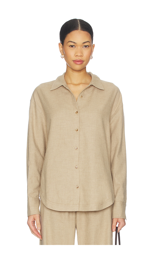 La Ligne Oversized Flannel Shirt in Brown. Size L. Also in S, XL.