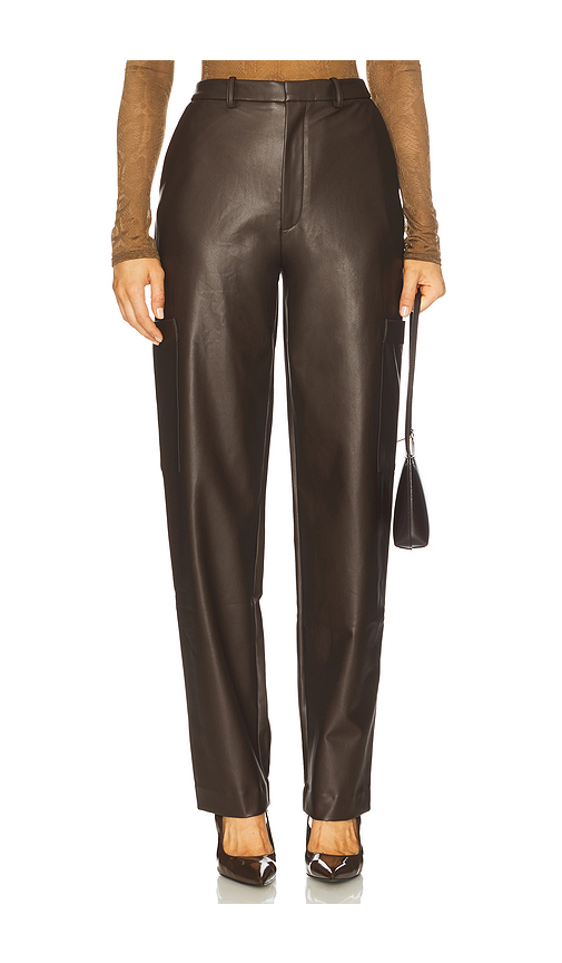 Lapointe Stretch Faux Leather Tapered Pant in Dark Brown. Size 2. Also in 4, 6, 8.