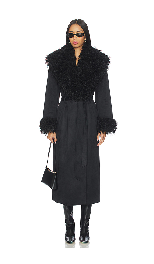 Lovers and Friends Lena Faux Suede Coat in Black. Size XS. Also in XXS, S, M, XL.
