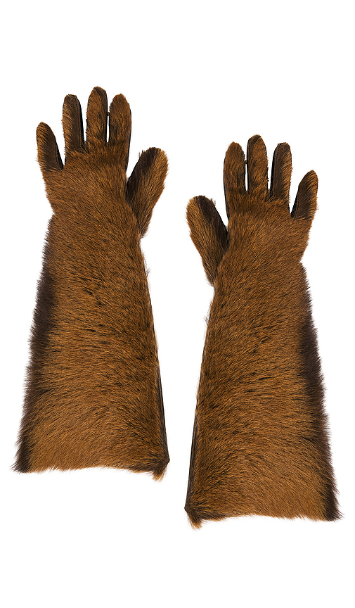 Magda Butrym Leather Gloves in Brown.
