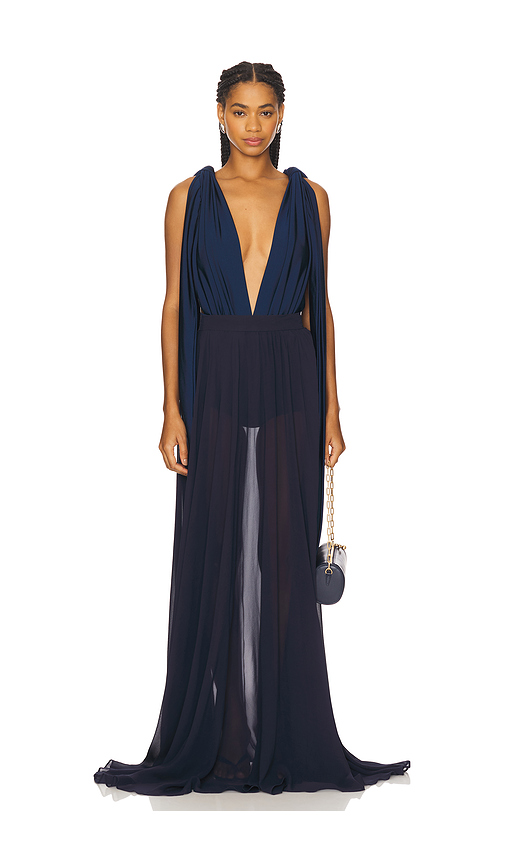 Mariandree Gaitan Valerie Bodysuit in Navy. Size L. Also in M, S, XS.