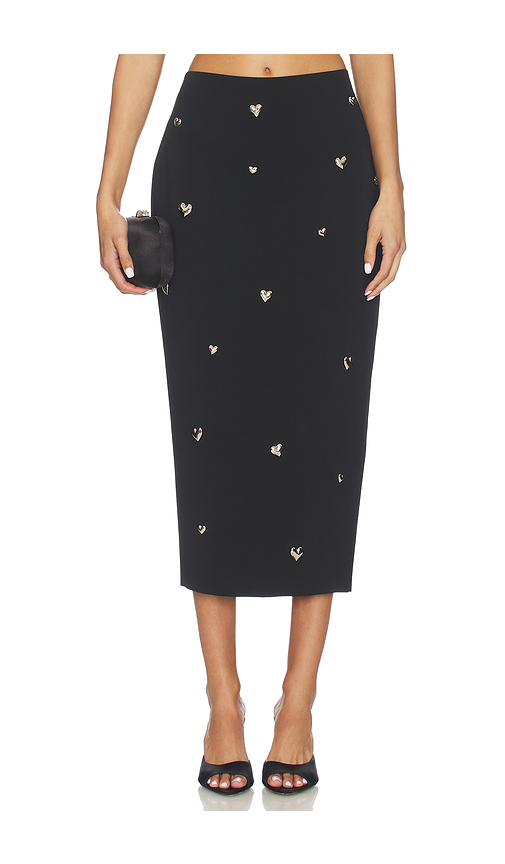 MILLY Heart Applique Maxi Skirt in Black. Size 0. Also in 4, 2.