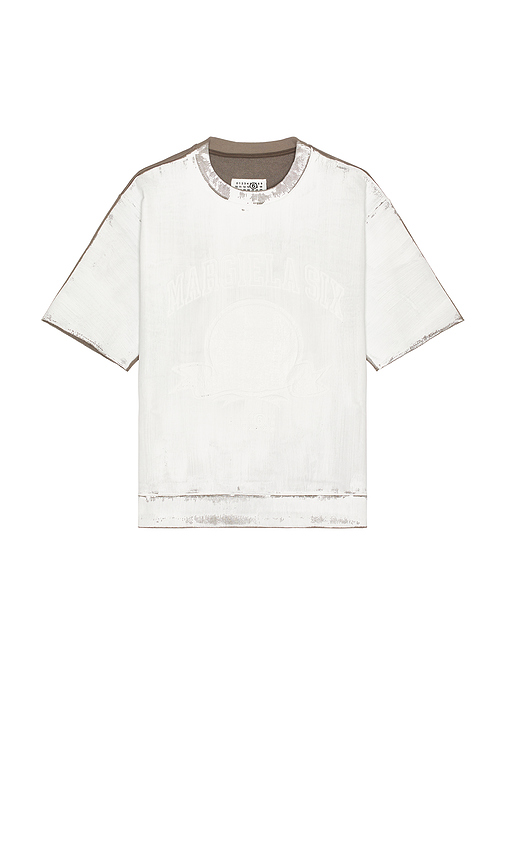 MM6 Maison Margiela Crew Neck Short Sleeve Sweatshirt in White. Size M. Also in XL/1X.