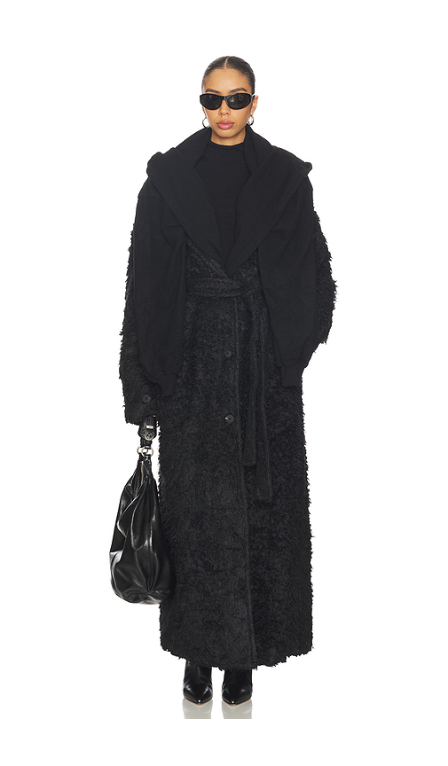 MARRKNULL Two-piece Waxed Trench Coat in Black. Size M. Also in L, S.