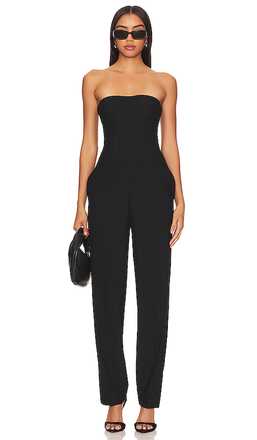 NBD Aitana Corset Jumpsuit in Black. Size S. Also in XS, XXS.