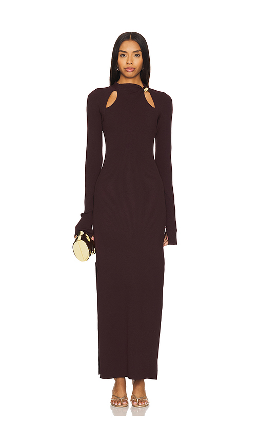 NICHOLAS Ellie Midi Gold Bead Dress in Purple. Size L. Also in S.