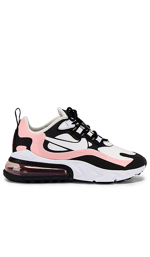 Click to view more detailed imagery on our partner's website Nike Air Max 270 React Black White Bleached Coral (W) In Black, White, Bleached Coral, & Metallic Gold