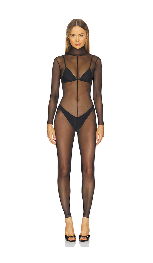 Norma Kamali Long Sleeve Slim Fit Turtleneck Catsuit in Black. Size L. Also in M, S, XS.