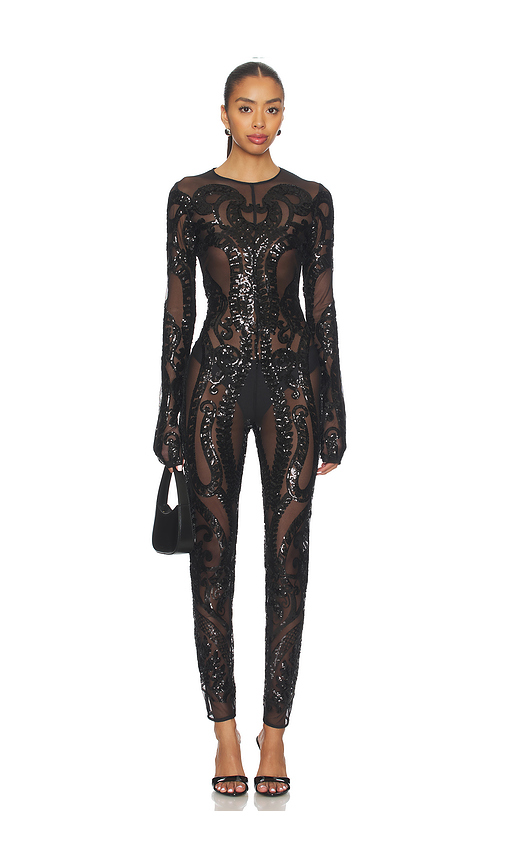 Norma Kamali Long Sleeve Crew Neck Catsuit in Black. Size XS. Also in M, S.