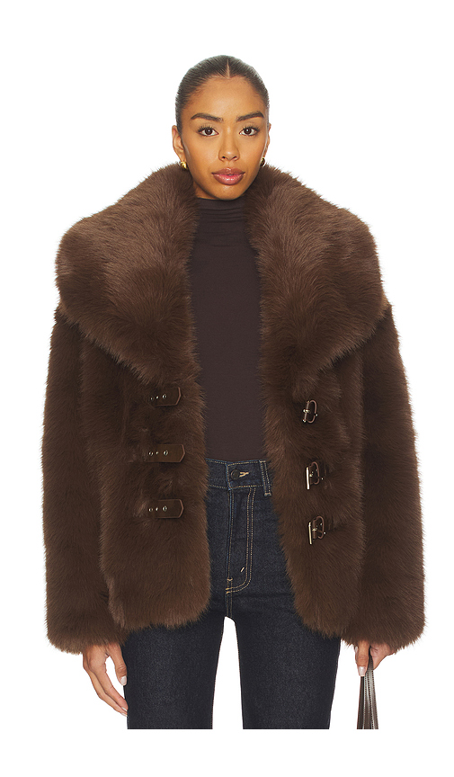 Nonchalant Label Oslo Faux Fur Jacket in Brown. Size S. Also in XS, M.