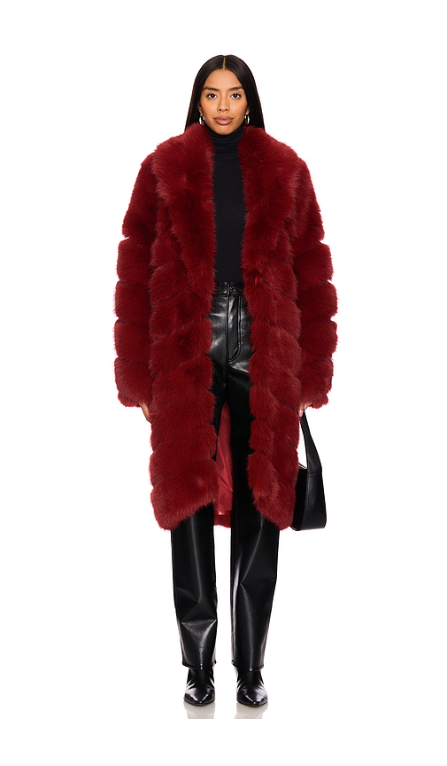 OW Collection Copenhagen Faux Fur Coat in Red. Size M. Also in XS, S.