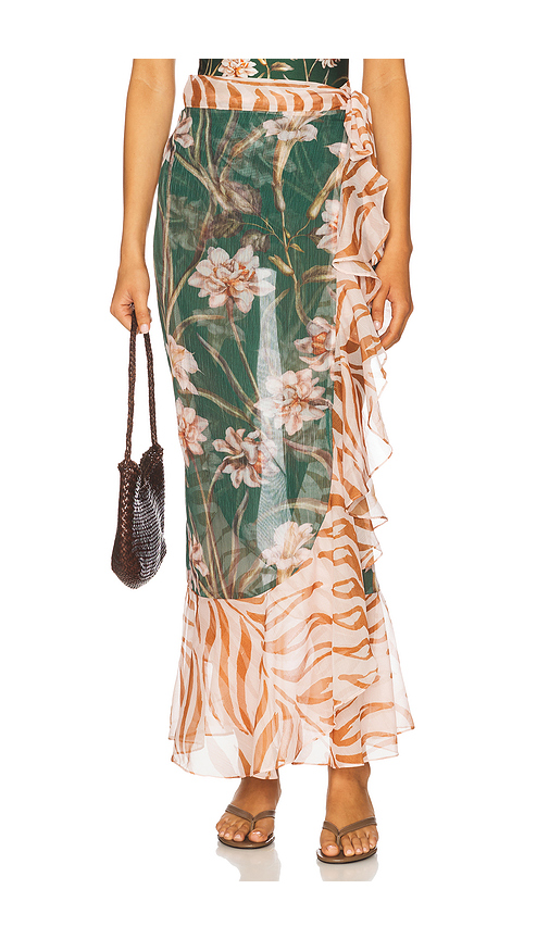 PatBO Bonatic Retro Wrap Skirt in Dark Green.Rust. Size L. Also in XL.