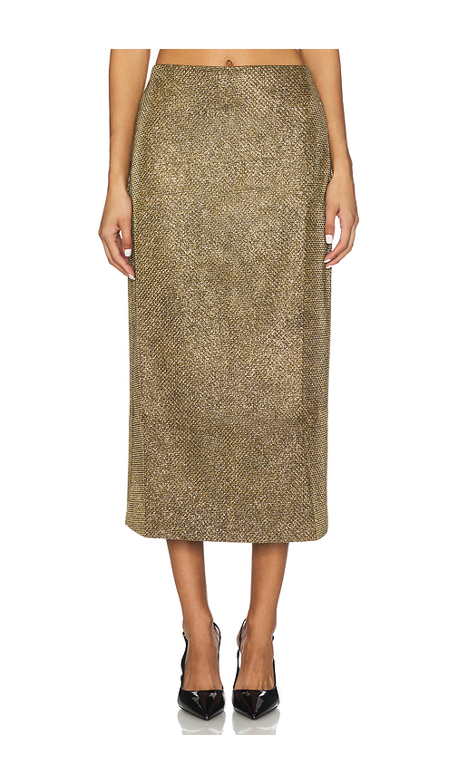 PatBO Weave Midi Skirt in Metallic Gold. Size 0. Also in 2.