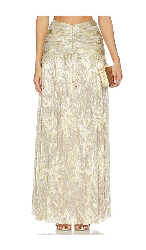 PatBO Golden Dust Lurex Maxi Skirt in Metallic Gold. Size 4. Also in 0, 2, 6, 8, 10.