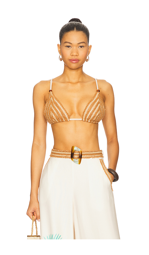 PatBO Bananeira Tropical Bra Top in Beige. Size 0. Also in 4, 6.