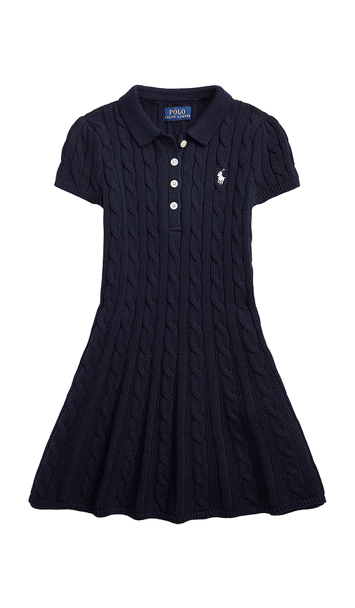 Polo Ralph Lauren Short Sleeve Cable Knit Polo Dress in Navy. Size 5. Also in 2, 4.