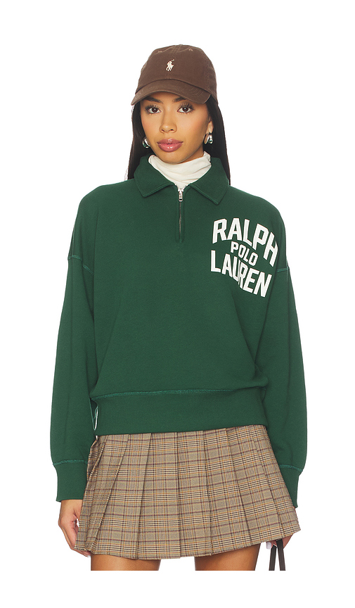 Polo Ralph Lauren Logo Fleece Quarter Zip in Green. Size S. Also in L, M, XS.