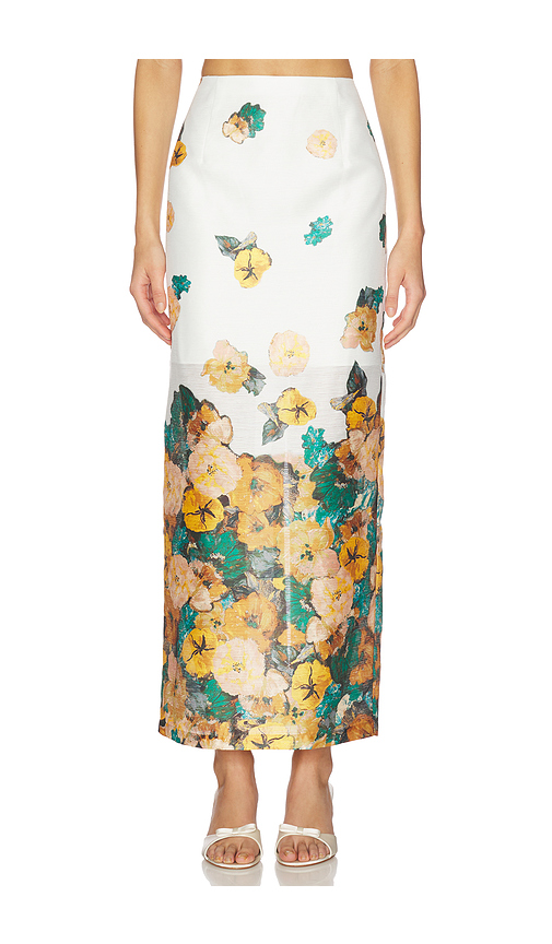 Prabal Gurung Back Slit Maxi Flat Front Pencil Skirt in White,Orange. Size 0. Also in 2.