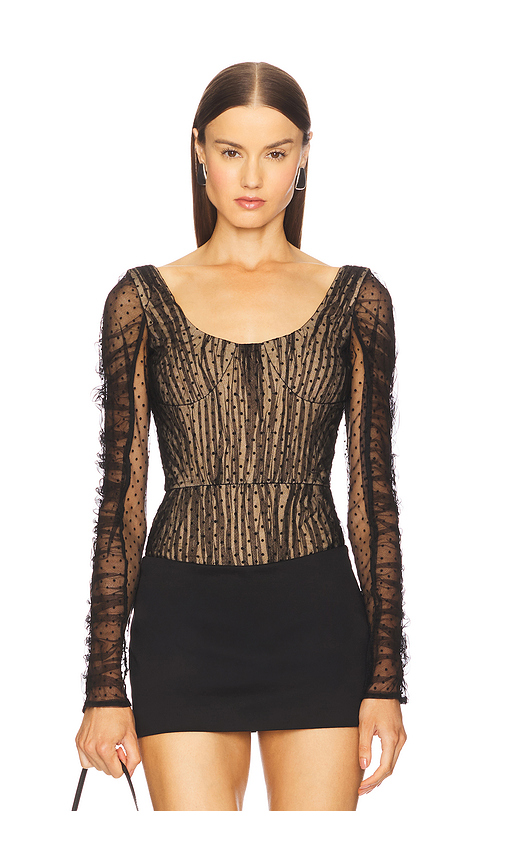 Prabal Gurung Long Sleeve Bodysuit in Black. Size S. Also in L, M, XS.