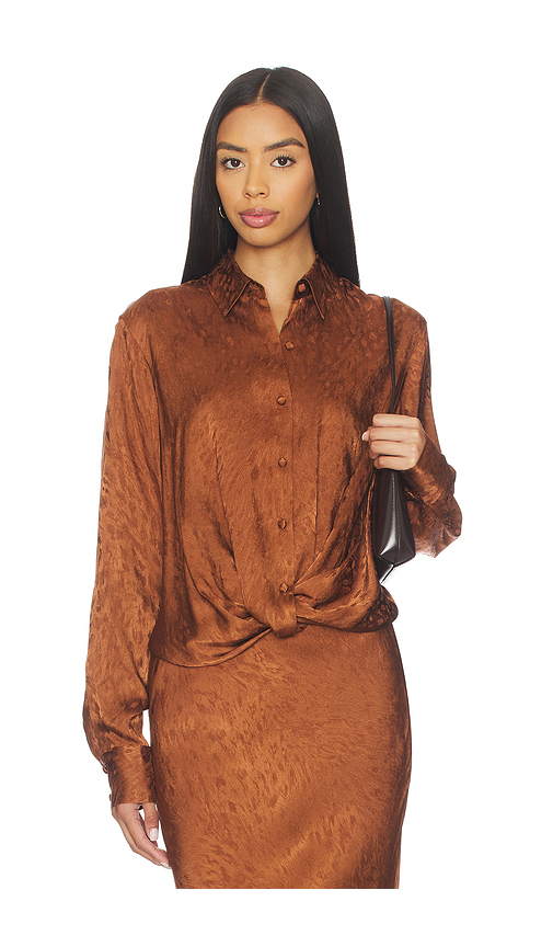 Prabal Gurung Fron Button Down Blouse in Brown. Size 6. Also in 4.