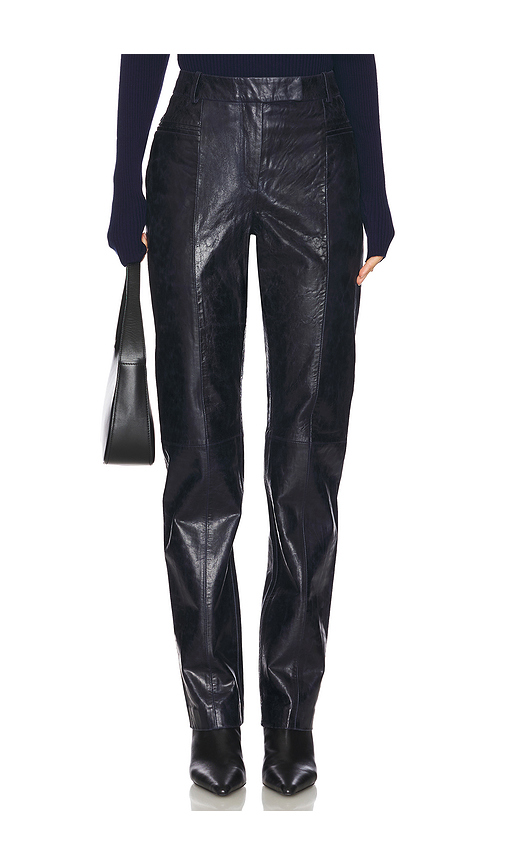 REMAIN Slim Leather Suiting Pants in Navy. Size 32. Also in 38, 42.