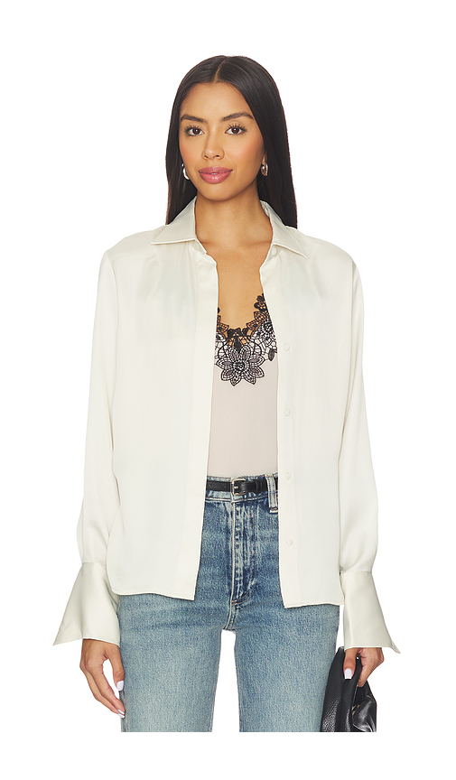 Rag & Bone Venus Popover Blouse in Cream. Size L. Also in M, S, XS.