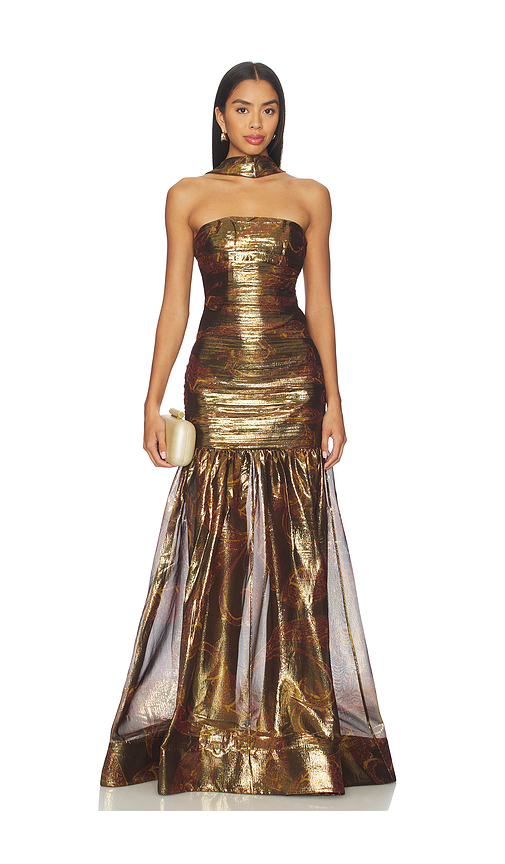 retrofete Syden Dress in Metallic Gold. Size XL. Also in L, M, S, XS.
