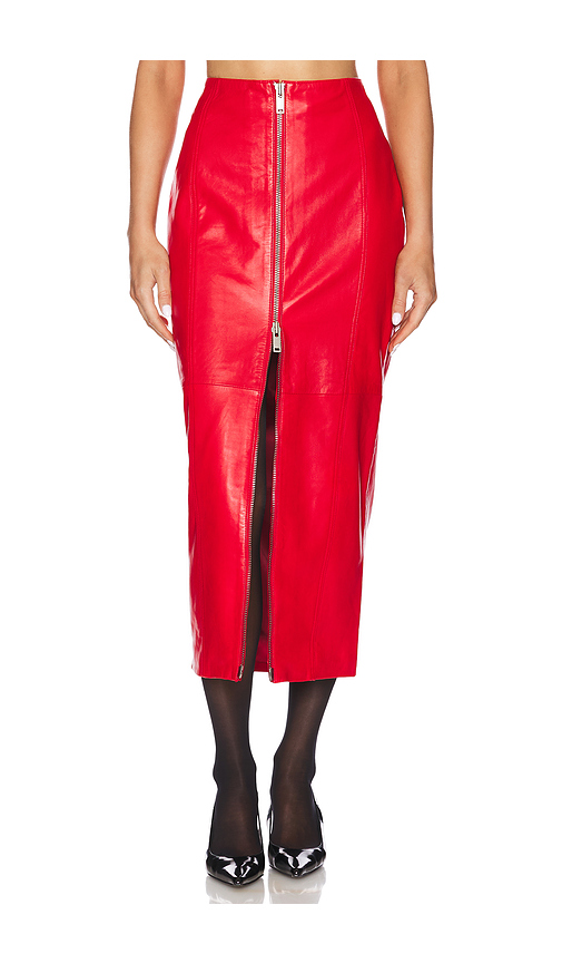 retrofete Lonny Leather Skirt in Red. Size XS. Also in XXS.