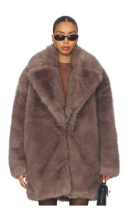 Ronny Kobo Fonzee Coat in Taupe. Size L. Also in M, S, XS.