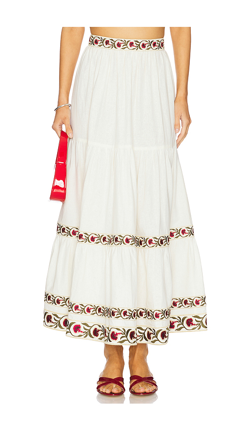 Rosewater House Carnation Ruffle Skirt in Ivory. Size M. Also in L, S, XS.