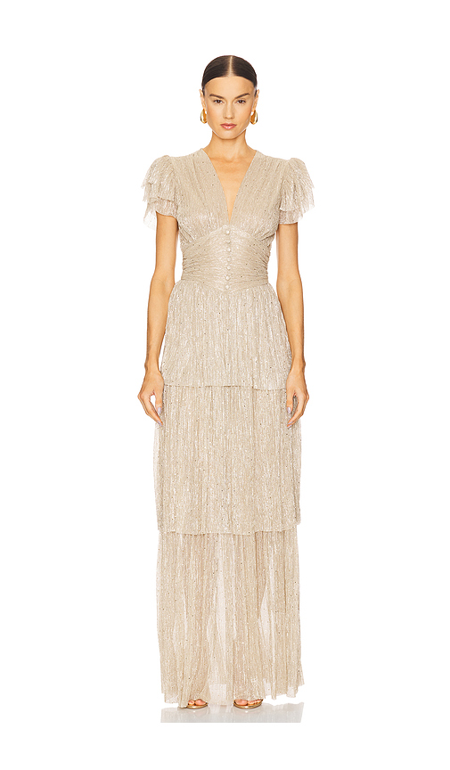 Sabina Musayev Sarah Maxi Dress in Metallic Gold. Size L. Also in S.