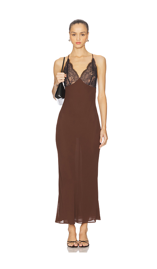 Stone Cold Fox x REVOLVE Remi Slip Dress in Brown. Size L. Also in M, S, XL, XS.