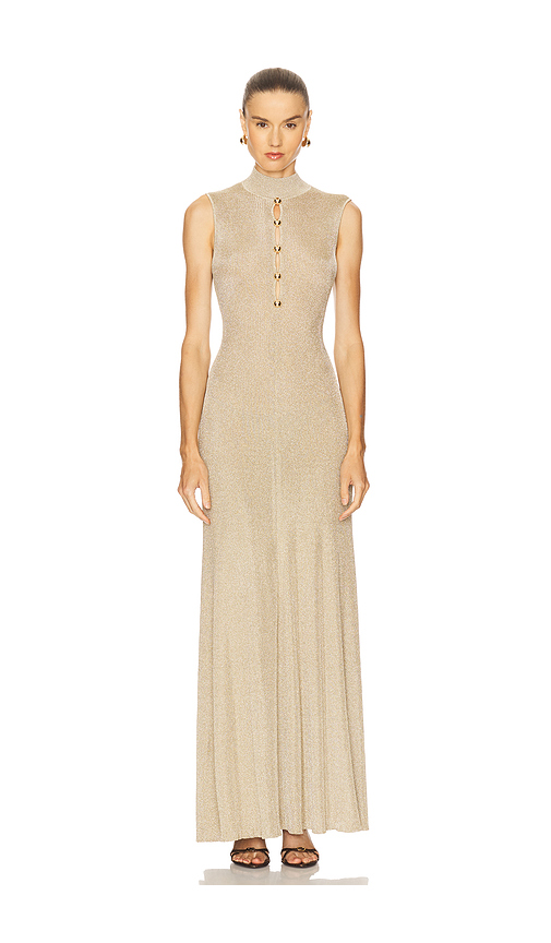 self-portrait Lurex Knit Maxi Dress in Metallic Gold. Size S. Also in L.